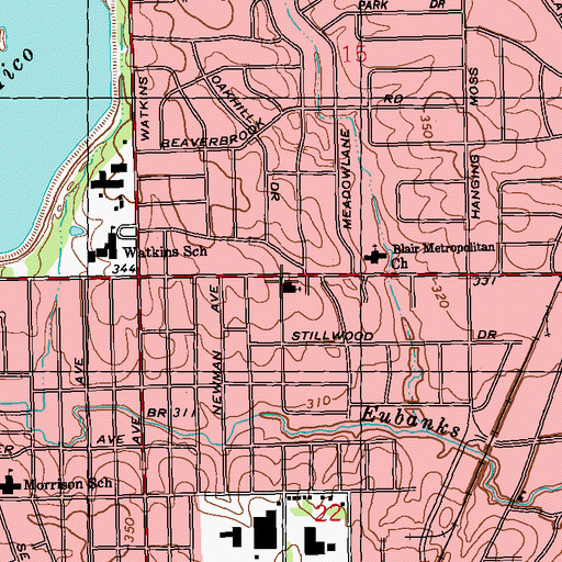 Topographic Map of Wesley United Methodist Church, MS