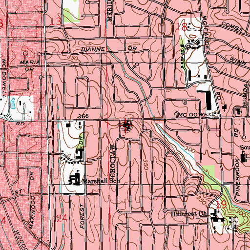 Topographic Map of Westview Baptist Church, MS