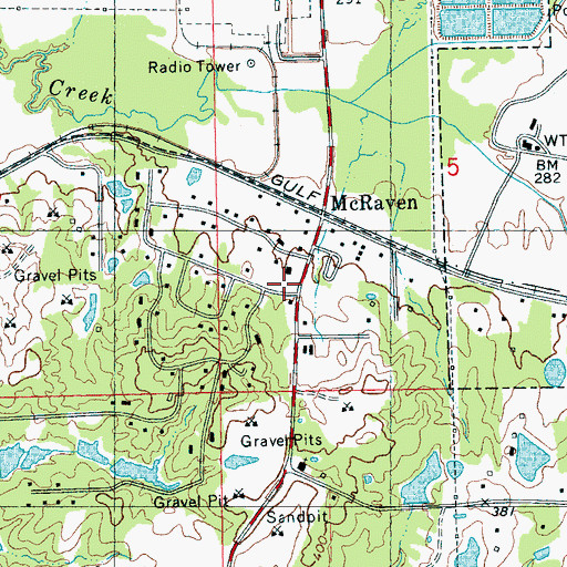 Topographic Map of Wildwood Baptist Church, MS