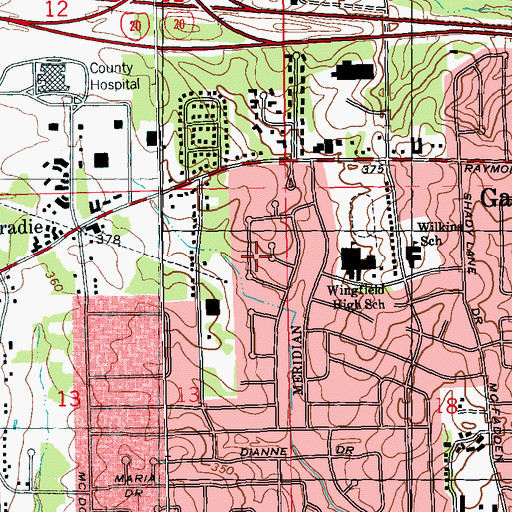 Topographic Map of Wingfield Place, MS