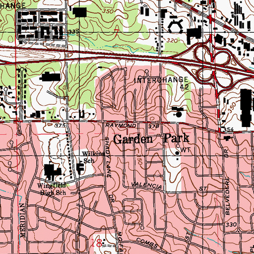 Topographic Map of Wingfield Shopping Center, MS