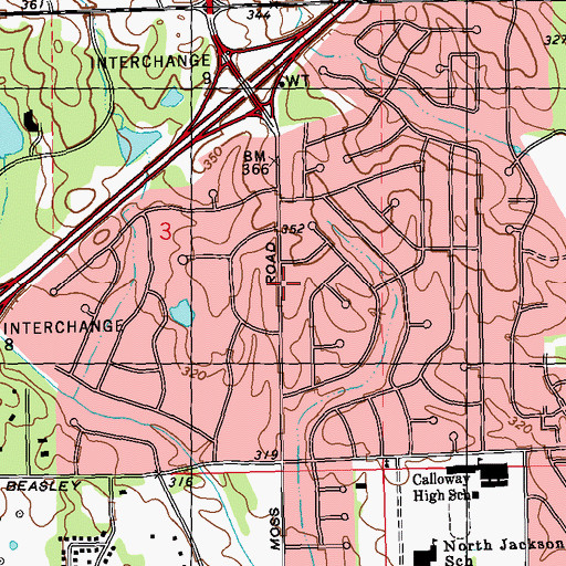 Topographic Map of Woodhaven, MS