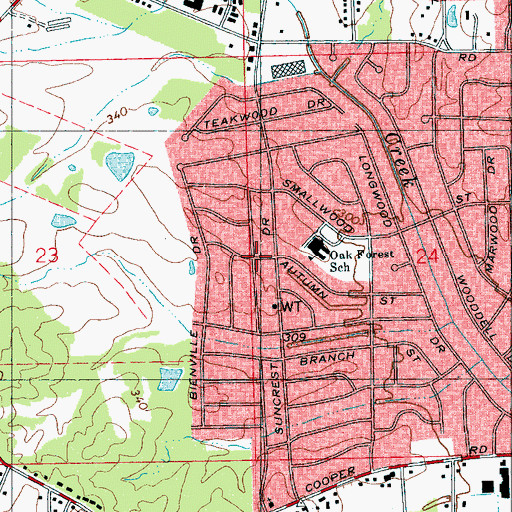 Topographic Map of Woodville Heights, MS