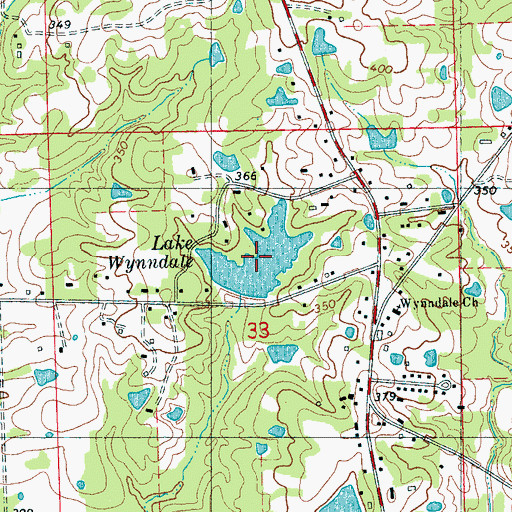 Topographic Map of Lake Wynndale, MS
