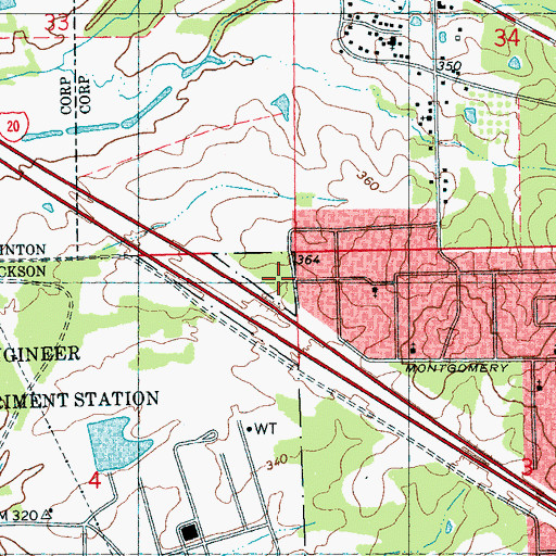 Topographic Map of Yarborough Park, MS