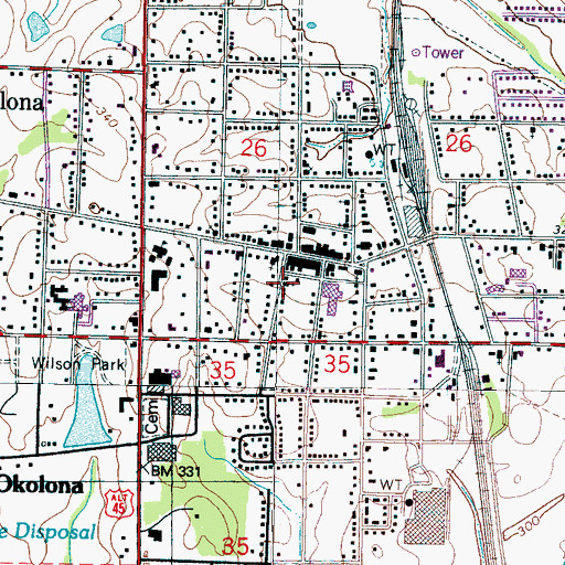 Topographic Map of First Christian Church, MS