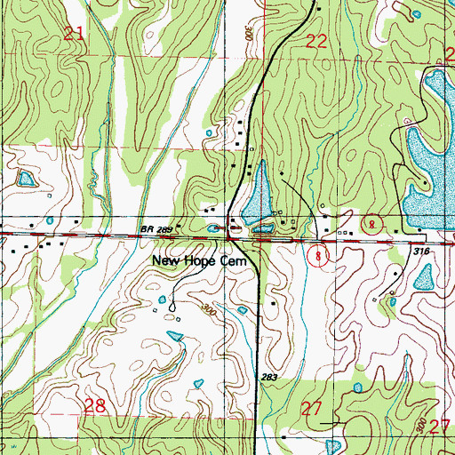 Topographic Map of New Hope Church, MS