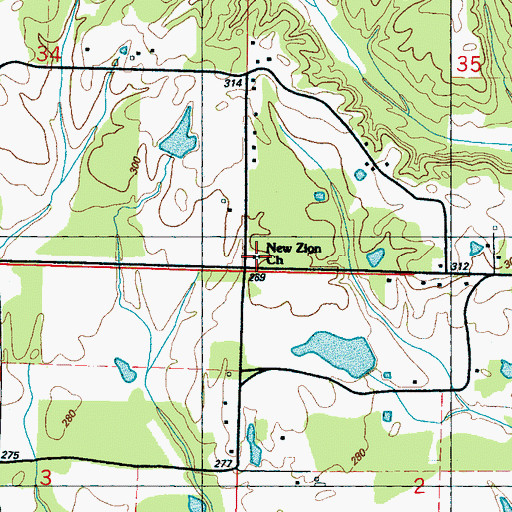 Topographic Map of New Zion Church, MS