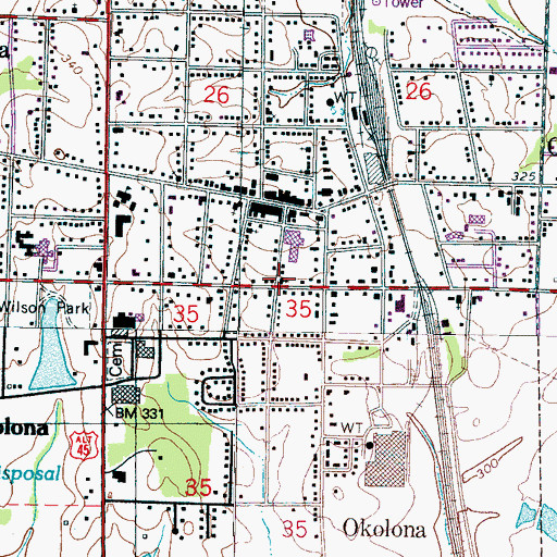 Topographic Map of Saint Theresa Catholic Church, MS