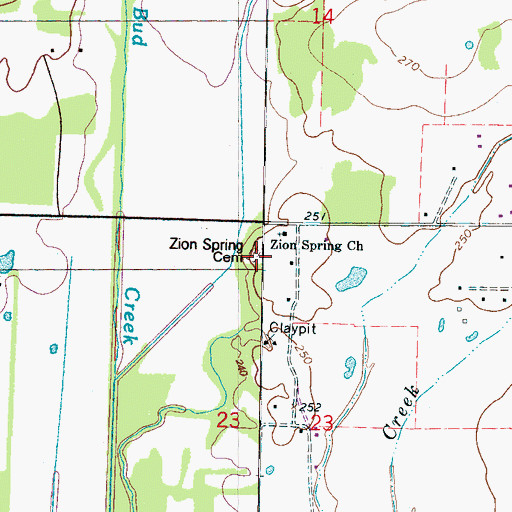 Topographic Map of Zion Spring Cemetery, MS