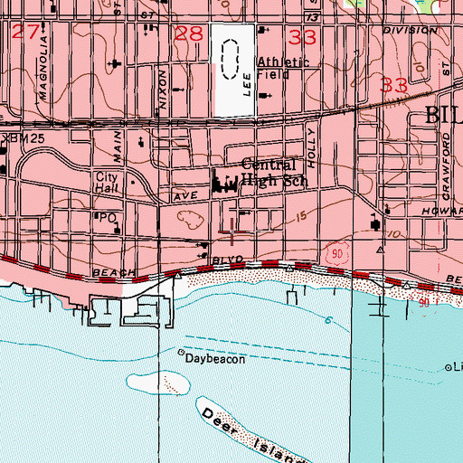 Topographic Map of Biloxi Community Center, MS