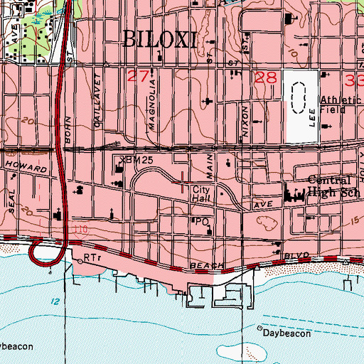 Topographic Map of Biloxi Federal Courthouse, MS