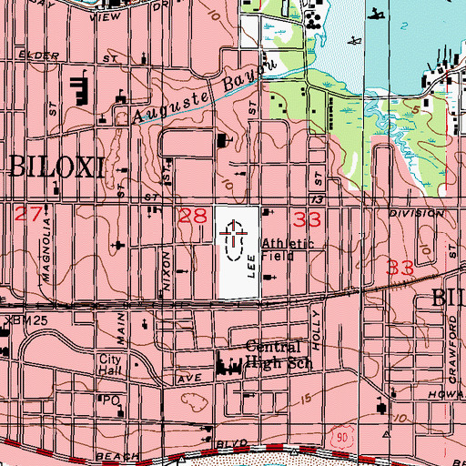 Topographic Map of Biloxi Municipal Stadium, MS