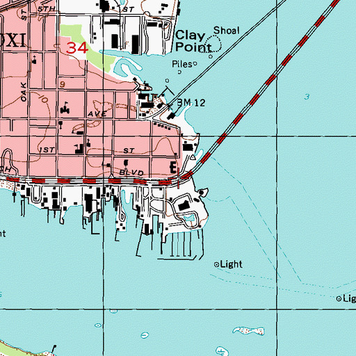 Topographic Map of Biloxi Seafood Industry Museum, MS