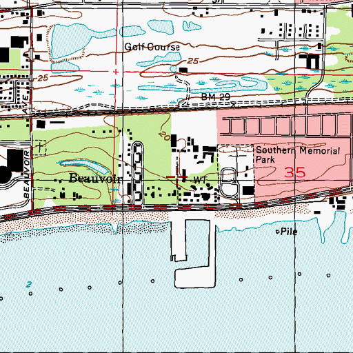 Topographic Map of Broadwater Marina, MS