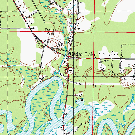 Topographic Map of Cedar Lake United Methodist Church, MS