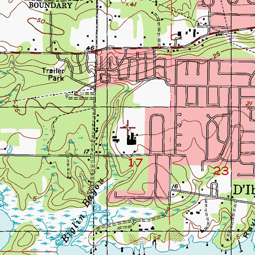 Topographic Map of D'Iberville Elementary School, MS