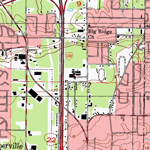 Topographic Map of D'Iberville High School, MS