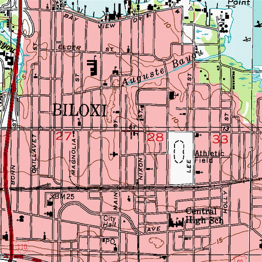 Topographic Map of Division Street Baptist Church, MS