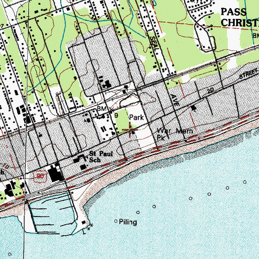 Topographic Map of First Baptist Church, MS
