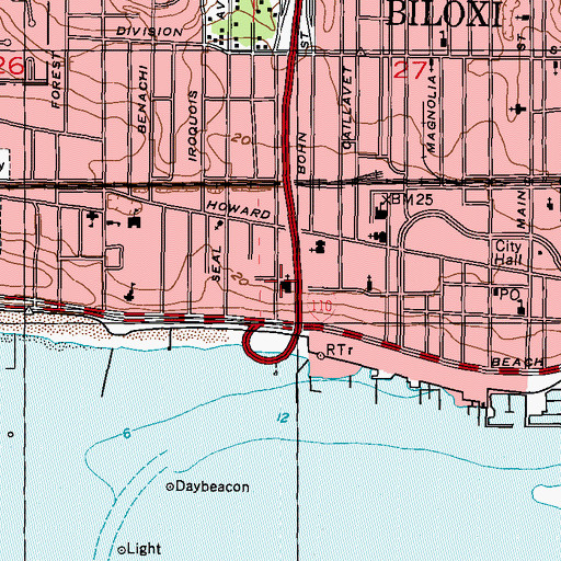 Topographic Map of First United Methodist Church, MS