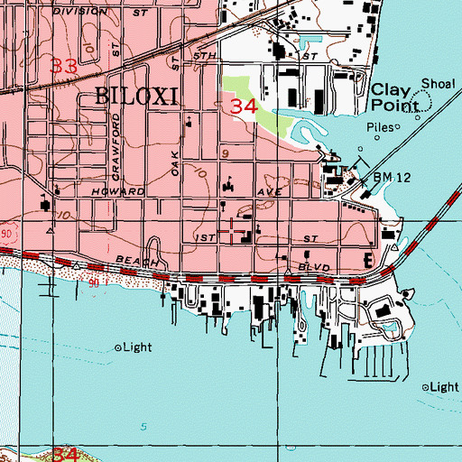 Topographic Map of Herbert Mullins Senior Citizen Center, MS