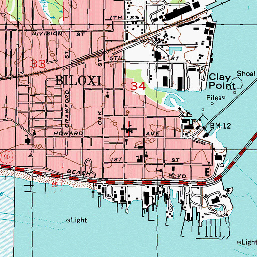 Topographic Map of Howard II Elementary School, MS