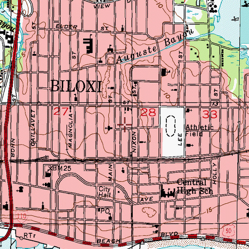 Topographic Map of John Henry Beck Park, MS