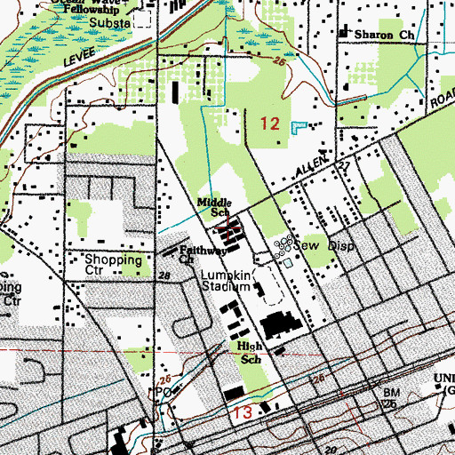 Topographic Map of Long Beach Junior High School, MS