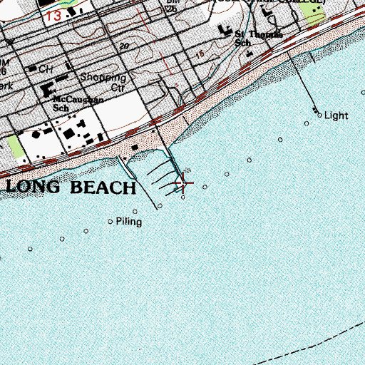 Topographic Map of Long Beach Marina, MS