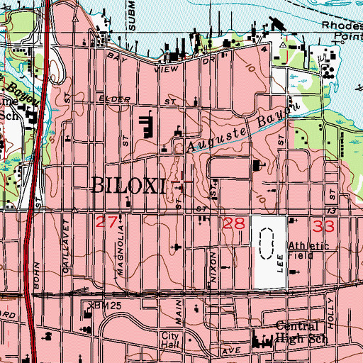 Topographic Map of Main Street Baptist Church, MS