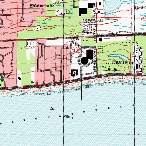 Topographic Map of Mississippi Coast Coliseum and Convention Center, MS