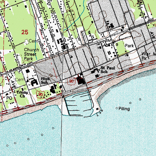 Topographic Map of Pass Christian City Hall, MS