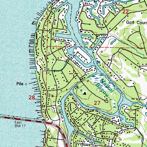 Topographic Map of Pass Christian Isles, MS