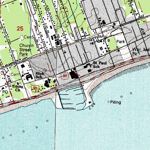 Topographic Map of Pass Christian Library, MS