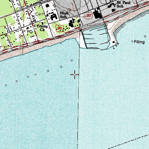 Topographic Map of Pass Christian Lighthouse, MS