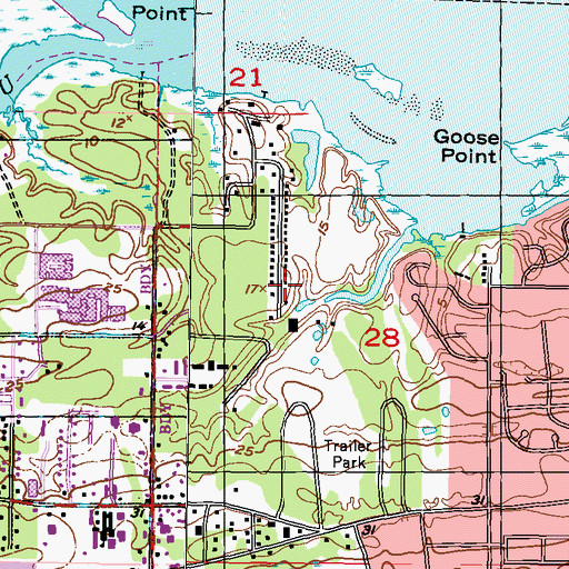 Topographic Map of Rainbow Bay Golf Course, MS