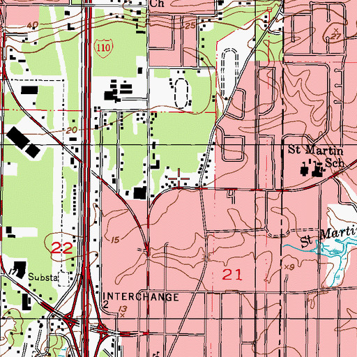 Topographic Map of Sacred Heart Elementary School, MS
