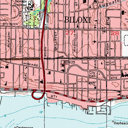 Topographic Map of Sacred Heart High School, MS