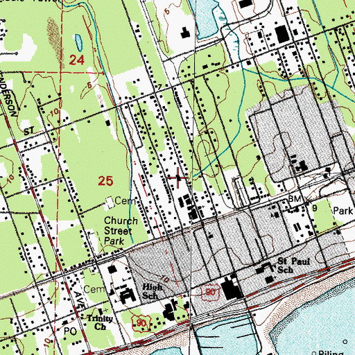 Topographic Map of Saint Paul United Methodist Church, MS