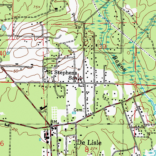 Topographic Map of Saint Stephens Catholic Church, MS