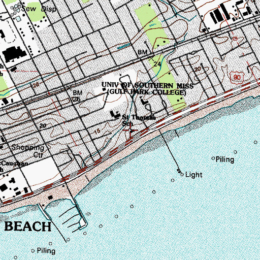Topographic Map of Saint Thomas Catholic Church, MS