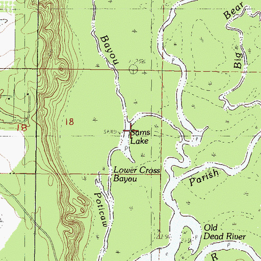 Topographic Map of Sams Lake, MS