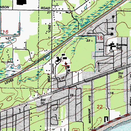 Topographic Map of Southern Mississippi Regional Center, MS