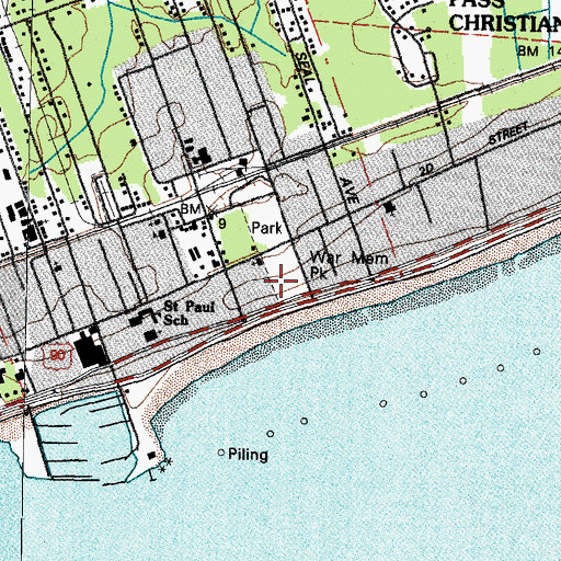 Topographic Map of War Memorial Park, MS