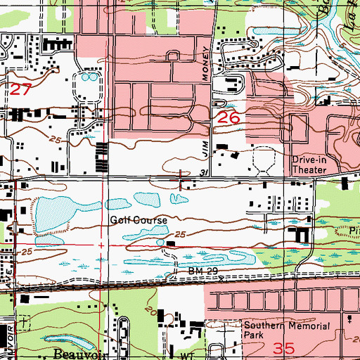 Topographic Map of West Biloxi Library, MS