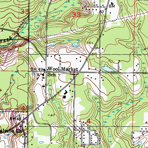 Topographic Map of Wool Market Baptist Church, MS