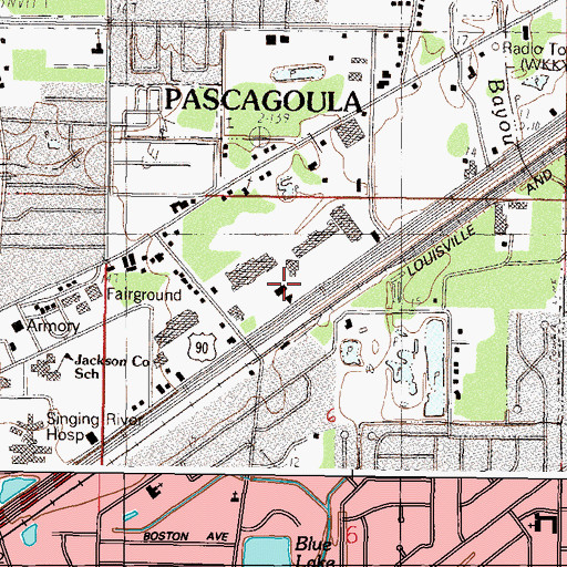 Topographic Map of Alco Shopping Center, MS