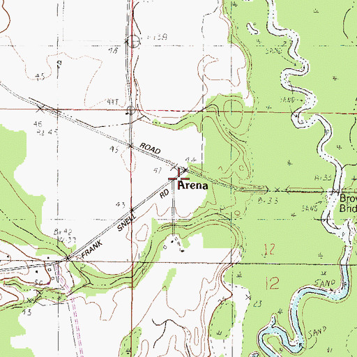Topographic Map of Arena (historical), MS