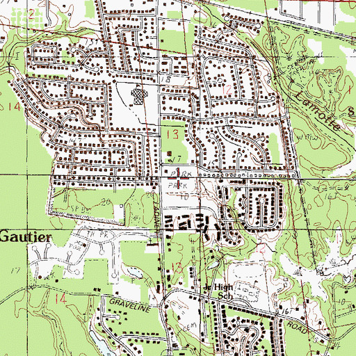 Topographic Map of Bacot Park, MS